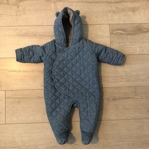 Gap Baby Hooded Chambray Quilted Snowsuit